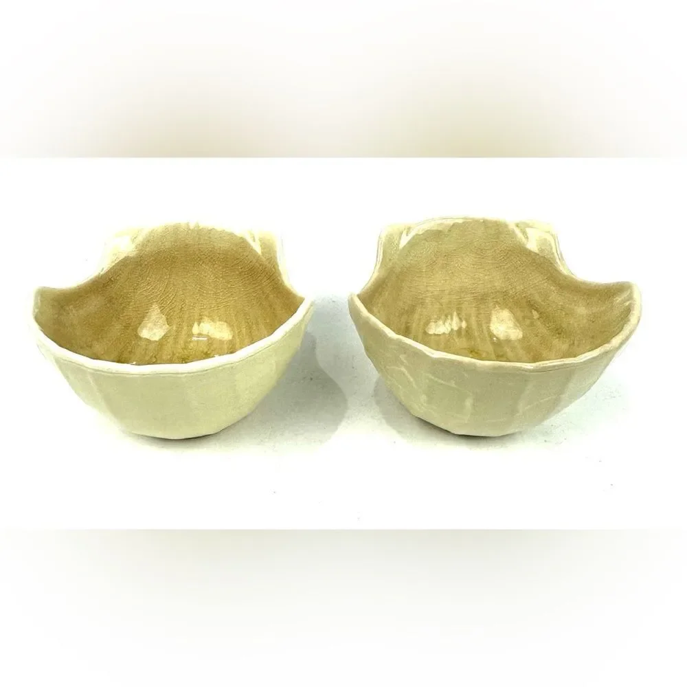 2PC Pier 1 Seashell Stoneware Dipping Bowls